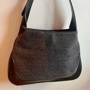Black Leather and Gray Classiques Entier Shoulder Bag